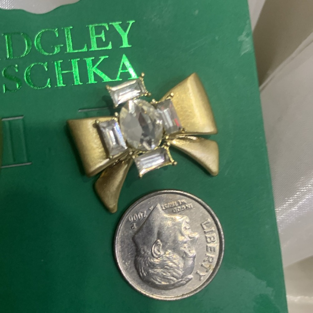 NWT Badgley Mischka Bow Earrings with Rhinestones - Picture 7 of 8